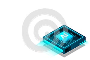 Artificial intelligence, AI web banner, isometric cloud computing concept, data mining, isometric, neural network, machine program