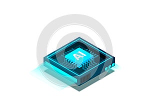 Artificial intelligence, AI web banner, isometric cloud computing concept, data mining, isometric, neural network, machine program