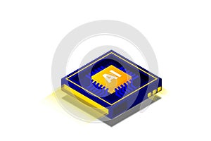 Artificial intelligence, AI web banner, isometric cloud computing concept, data mining, isometric, neural network, machine program