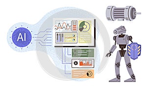 Artificial Intelligence Analyzing Data with Robot and Technical Components for Automation and Innovation