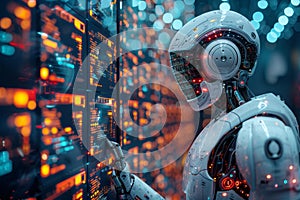 Artificial intelligence android robot using AI technology for analyzing the big digital data