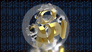 Artificial Intelligence API Integration Concept with Digital Binary Background 3d render