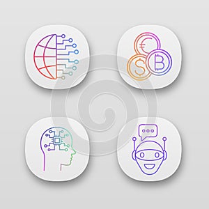 Artificial intelligence app icons set