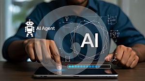 Artificial Intelligence Application on Mobile Device with User Interface and Data Processing Indicators for Modern Technology