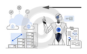 Artificial Intelligence and Cloud Computing Concept with AI Robot and Data Storage System