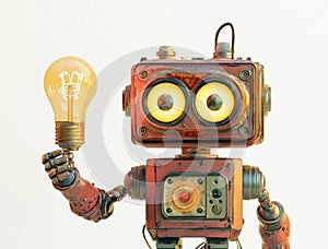 An artificial intelligence assistant with a light bulb for an idea