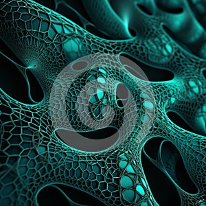 Artificial Intelligence Background With 3d Cell Skeleton And Lace Patterns