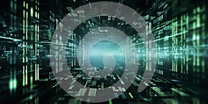 Artificial Intelligence background.Glow of Technology. Digital Life of Reason. Futuristic robot. Programming coding technology