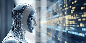 Artificial Intelligence background.Glow of Technology. Digital Life of Reason. Futuristic robot. Programming coding technology
