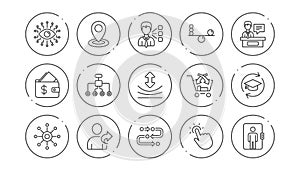 Artificial intelligence, Balance and Refer friend line icons. Timeline. Linear icon set. Vector