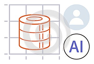 Artificial Intelligence and Big Data Concept with Database and User Profile Icons