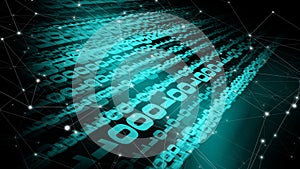 Artificial intelligence and binary lines exploring abstract world of connected lines in binary code and power of ai in data
