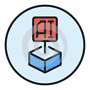 Artificial Intelligence Block vector AI technology colored round icon or logo element