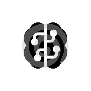 Artificial Intelligence Brain Algorithm Tech Glyph Icon, Logo, Vector