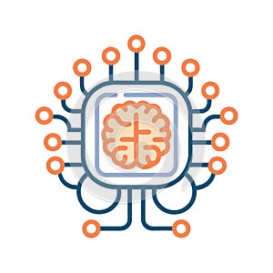 Artificial Intelligence Brain Chip: Neural Network and Deep Learning Technology Illustration