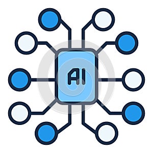 Artificial Intelligence Brain Chip vector AI Technology colored icon or logo element