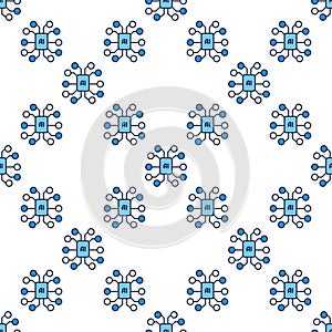 Artificial Intelligence Brain Chip vector AI Technology colored seamless pattern