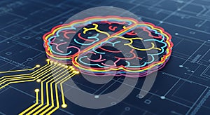 Artificial Intelligence Brain Circuit Board Concept - Digital Mind
