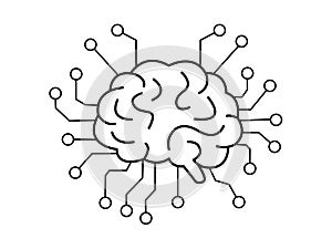 Artificial Intelligence Brain with Circuit Lines â AI Technology Concept Vector