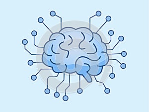 Artificial Intelligence Brain with Circuit Lines â AI Technology Concept Vector