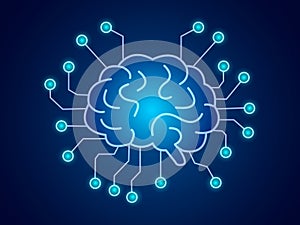 Artificial Intelligence Brain with Circuit Lines â AI Technology Concept Vector