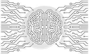 Artificial Intelligence Brain Circuit Vector Illustration