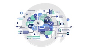 Artificial Intelligence Brain Concept AI Technology, Machine Learning, Data Analysis Neural Networks