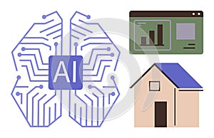 Artificial Intelligence Brain, Data Analytics, and Smart Home Concept