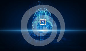 Artificial intelligence  brain , data mining, deep learning modern computer technologies concepts. Brain representing artificial