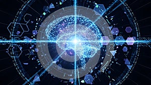 Artificial intelligence brain with futuristic interface