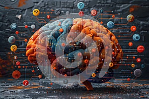 Artificial Intelligence Brain â Futuristic Neural Network with Data Streams and Machine Learning. AI Generated