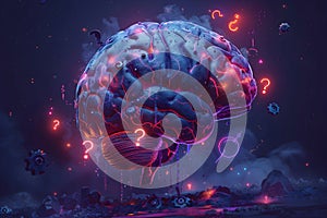 Artificial Intelligence Brain â Futuristic Neural Network with Data Streams and Machine Learning. AI Generated