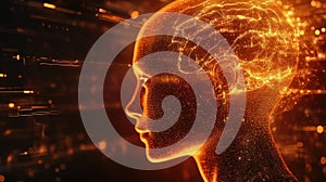 Artificial intelligence brain glowing with digital network data