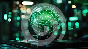 Artificial intelligence brain glowing with neural network concepts