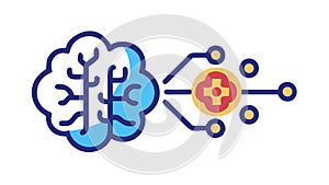 Artificial Intelligence Brain Icon: Neural Networks and Machine Learning, vector design Generative AI