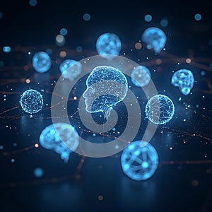 Artificial Intelligence Brain Network Concept with Glowing Connections and Data