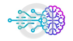 Artificial Intelligence Brain with Neural Network Circuitry, vector design Generative AI