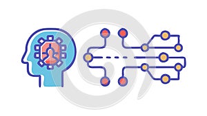 Artificial Intelligence Brain: Neural Networks Digital Logic, vector design Generative AI