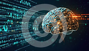 Artificial intelligence brain processing big data stream, digital brain computing information flow