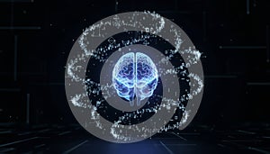 Artificial intelligence brain processing data in digital network