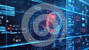 Artificial intelligence brain scanning neural network data processing