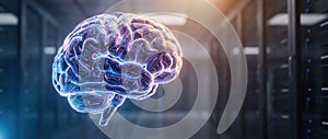 Artificial intelligence brain in server room