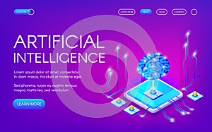 Artificial intelligence brain vector illustration