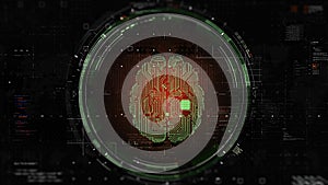 Artificial intelligence and brainstorm concept. 3D Render Brain animation, data mining, deep learning modern computer