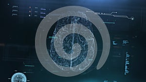 Artificial intelligence and brainstorm concept. 3D Render Brain animation, data mining, deep learning modern computer