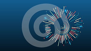 Artificial intelligence, business analytics. An array of information in the form of a ring. Large data stream on a dark background
