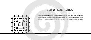Artificial intelligence chip, electronic circuit, processor one line icon.