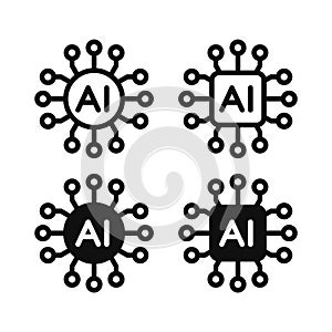 Artificial Intelligence Chip Icon. AI Processor. Vector