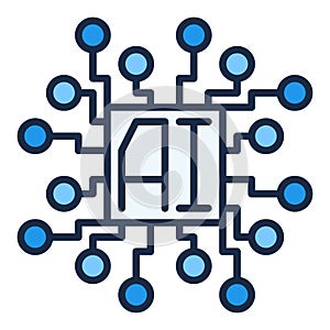 Artificial Intelligence Chip vector AI processor colored icon or design element