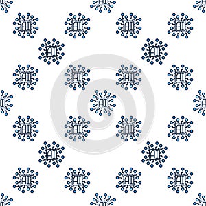 Artificial Intelligence Chip vector AI processor colored seamless pattern